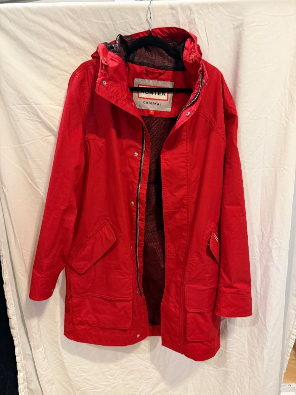 Hunter Original Red Water-Resistant Cotton Smock Rain Jacket | Men’s Medium